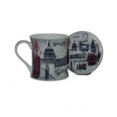 Black & White London Mug and Coaster Set